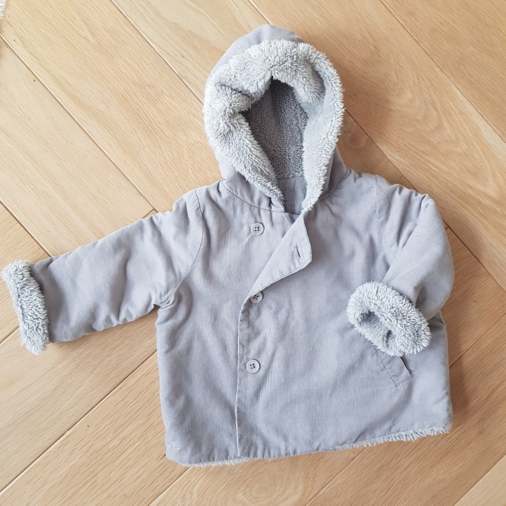 Grey Velvet Parka with inner flleece  unisex toddler (18m)